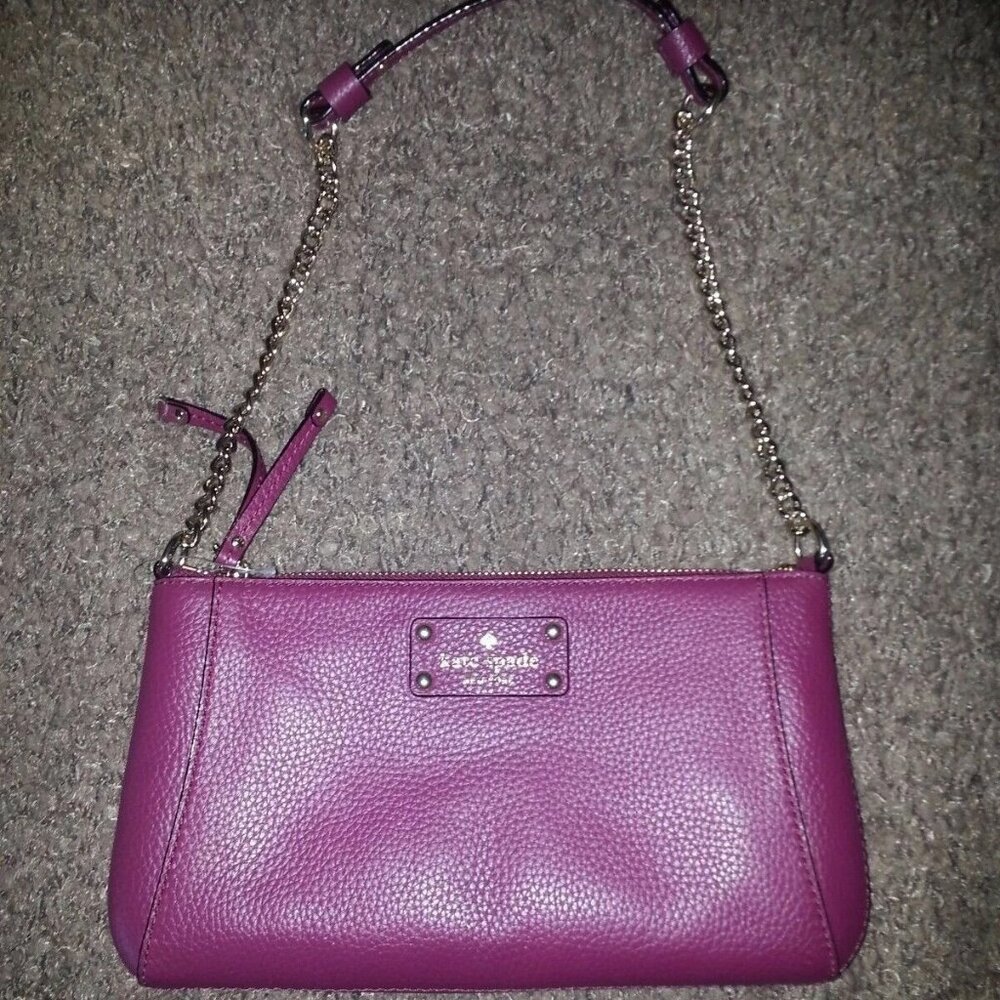 KATE SPADE-ADELA-Red Plum Leather-Chain Strap-Pochette Style-NWOT